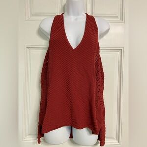 T39- TED BAKER Dark Terracotta/Rust Halter Crochet Knit Top